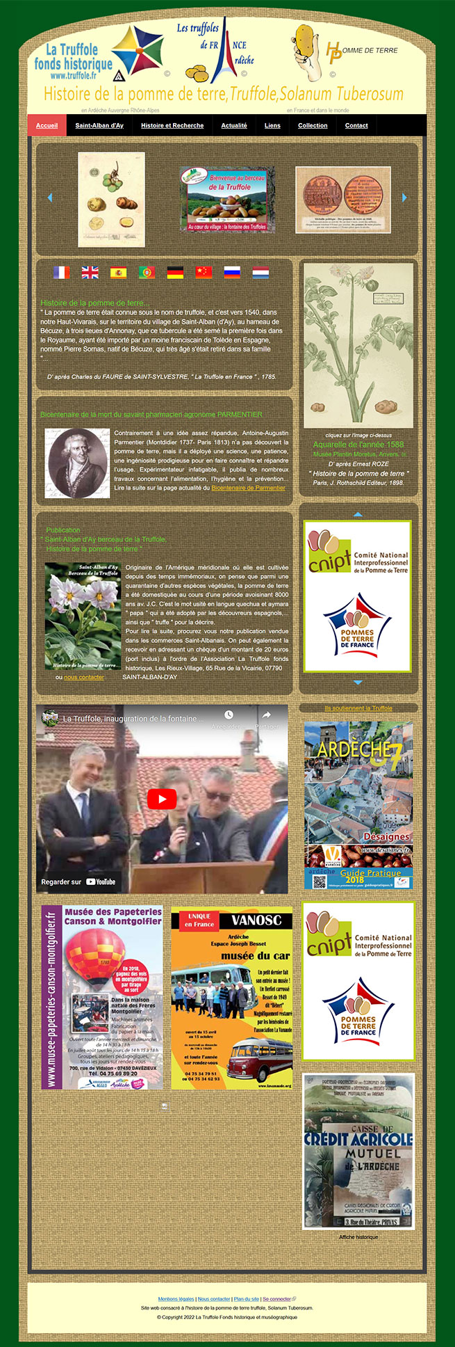 Copie d'écran de l'ancienne version du site internet de promotion de la truffole